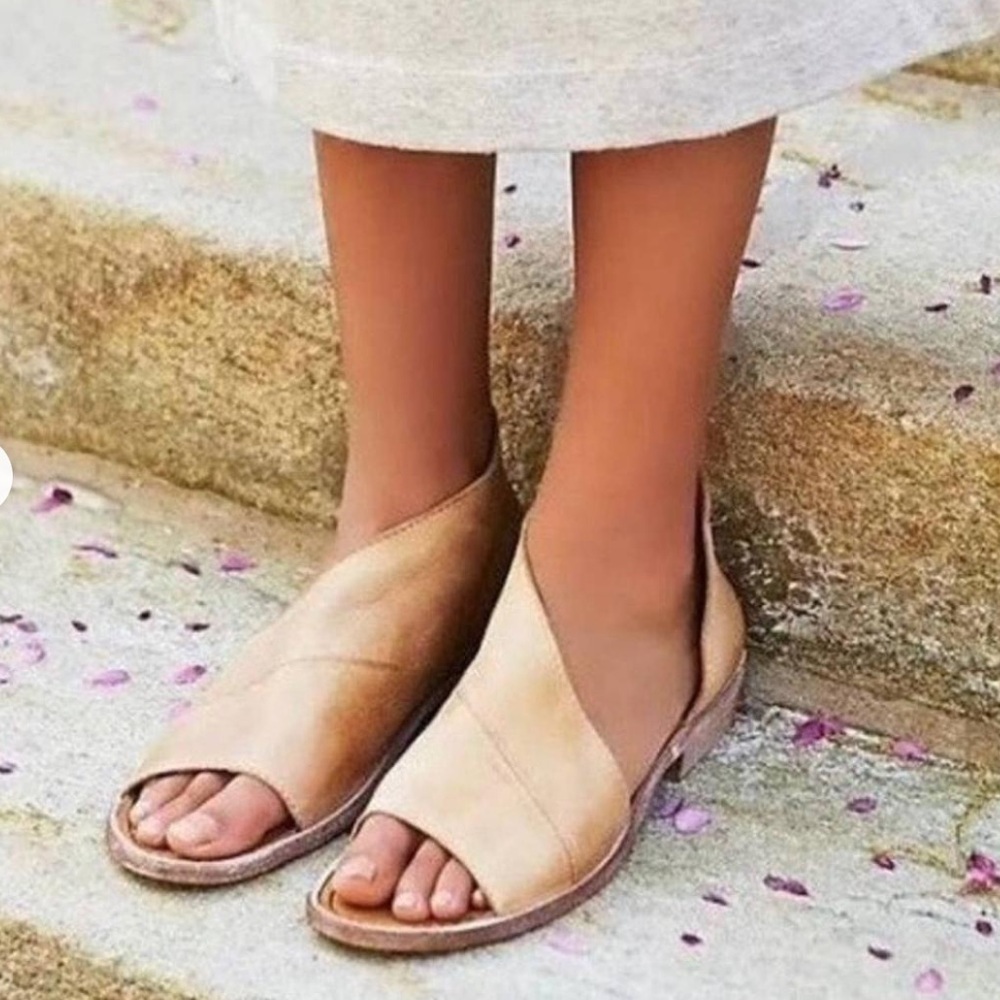 Free People Mont Blanc Leather Asymmetrical Peep Toe Sandals 40/10